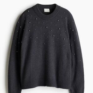 H&M Charcoal Embellished Sweater